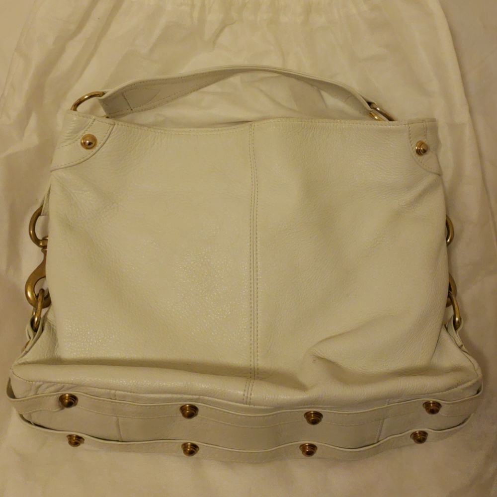 Rebecca Minkoff white pebbled leather handbag
